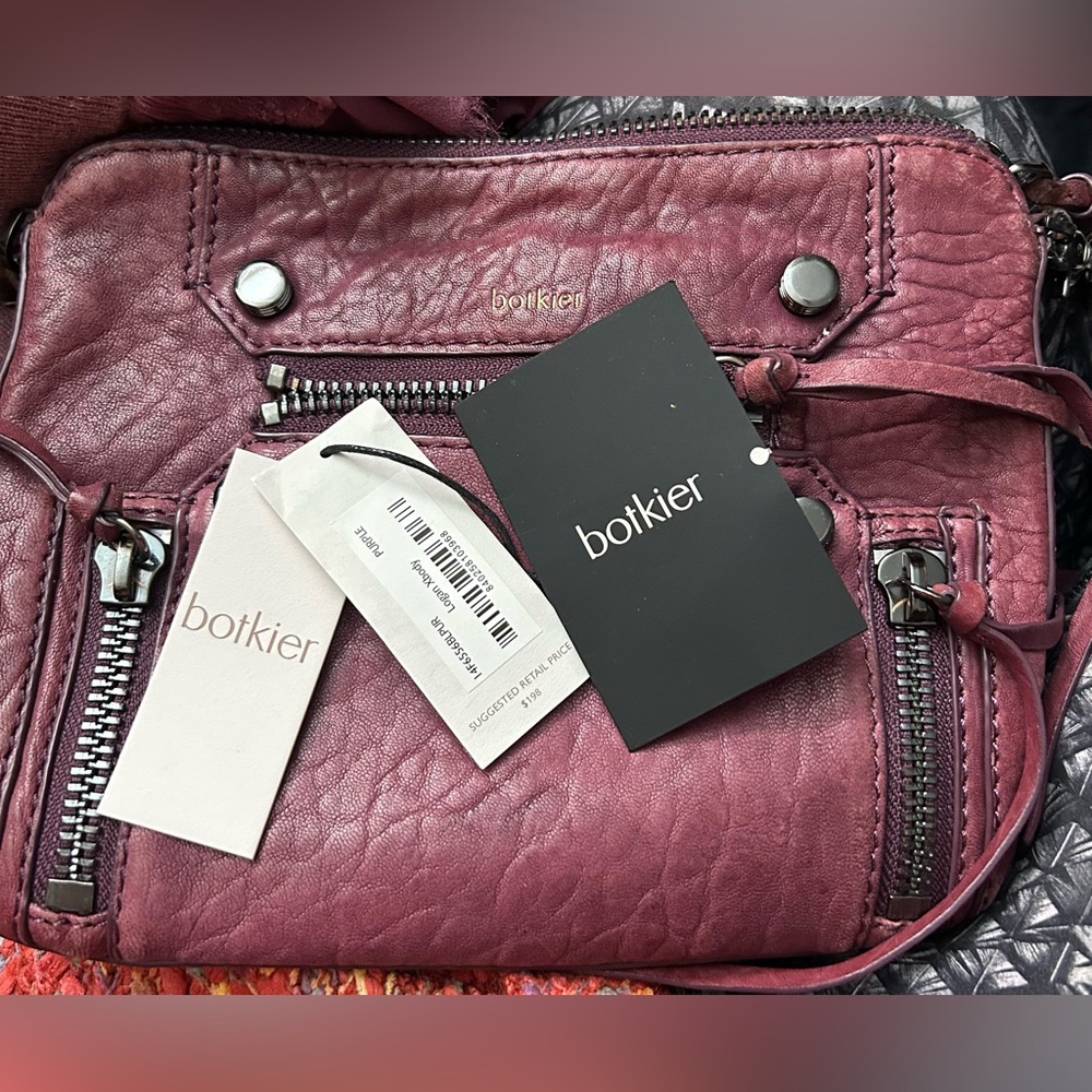 * Botkier Purple Wine Logan Leather Crossbody Bag *
